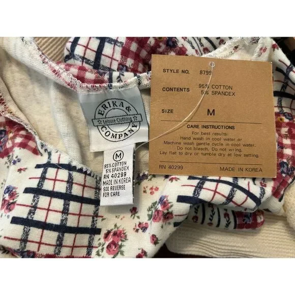 Vintage 90s Y2K Patchwork Thermal Floral NOS NWT Bodysuit M Cottagecore Fairy - Picture 4 of 6